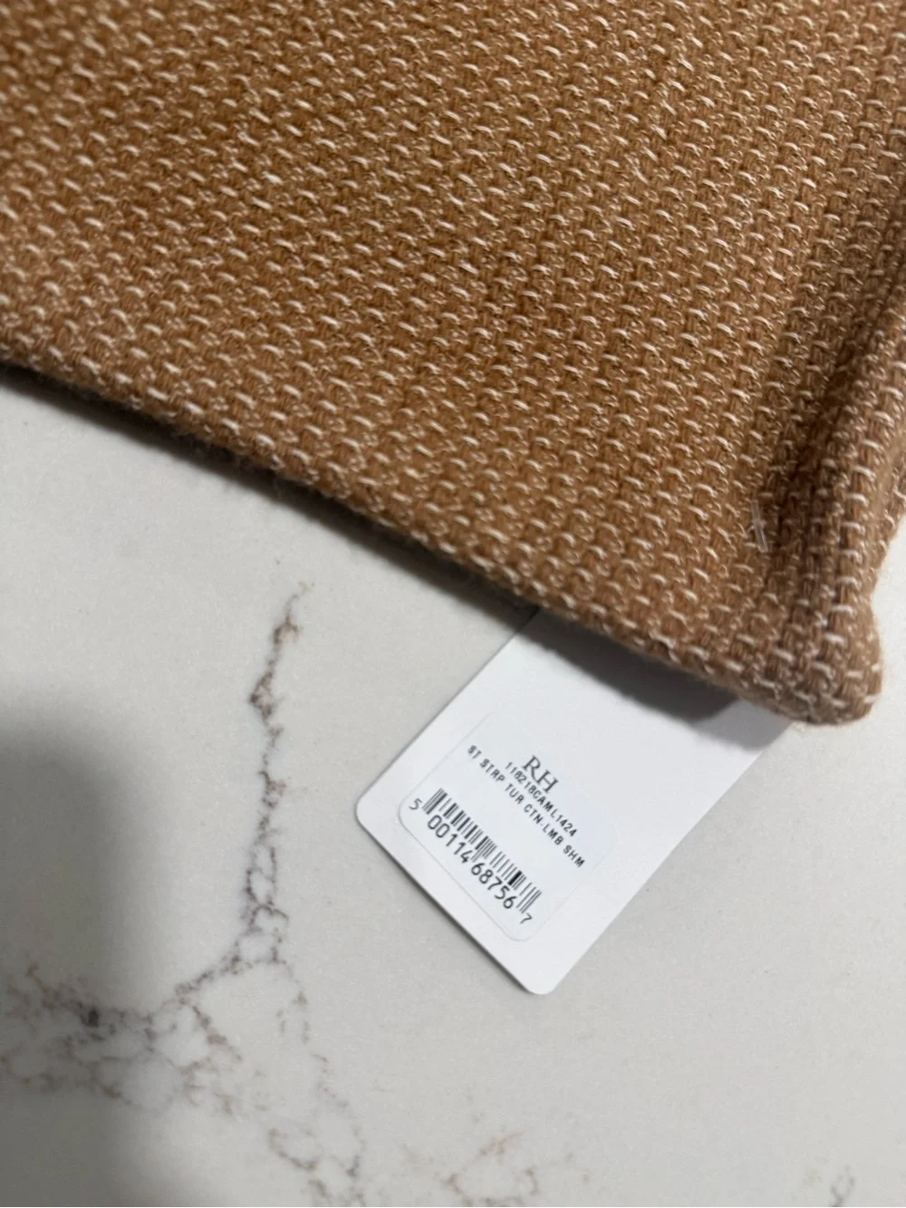NWT Restoration Hardware Camel Stitched Stripe Lumbar Pillow Cover 14x24